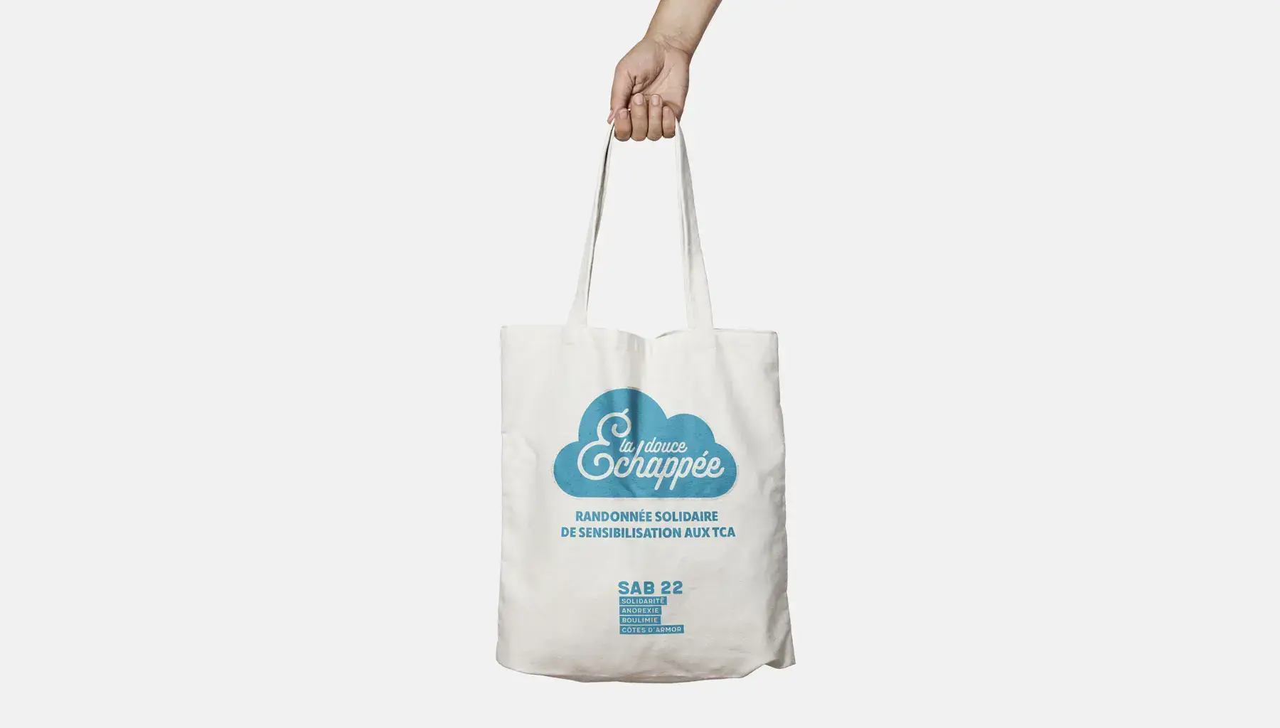 Le totebag de La Douce Echappée, un goodies pour véhiculer le nom, imaginé par Westango, qui sera distribué au participant