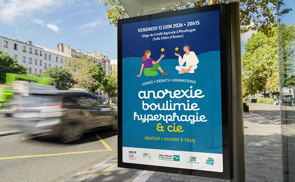 Campagne d'affichage abribus Anorexie, boulimie, Hyperphagie & cie. par Westango